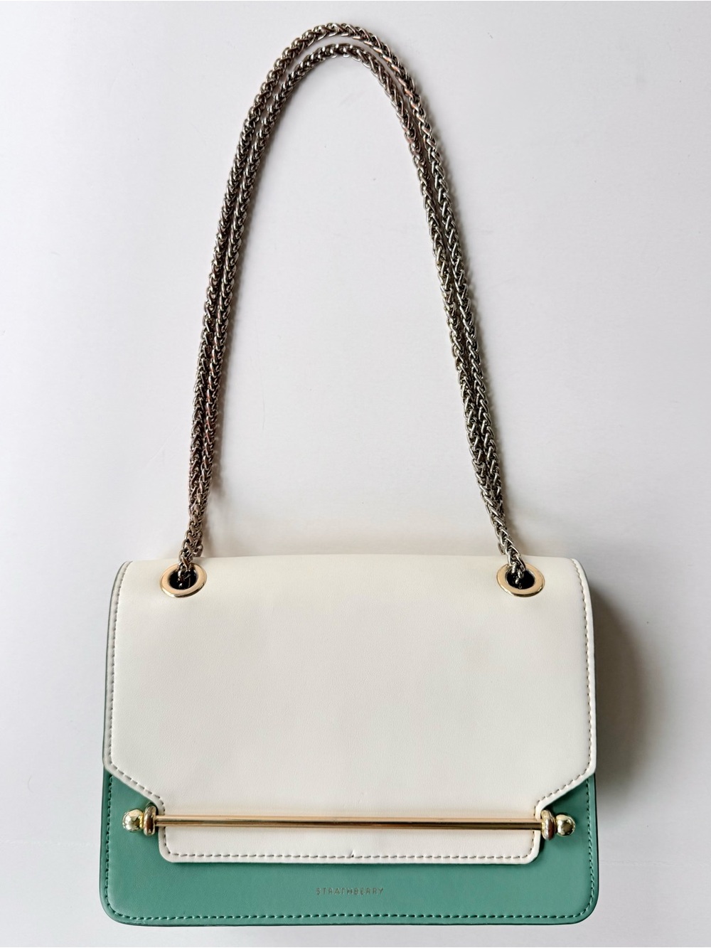 Strathberry East/West Limited Edition Tri-Color Crossbody Bag Green & Vanilla